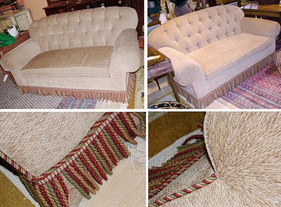 Lot 2523 - Pair of Button-Back Upholstered Sofas