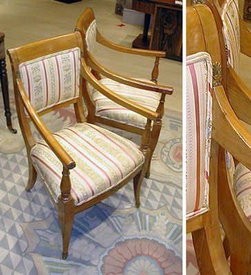 Lot 493 - Pair of Biedermeier Walnut Open Armchairs