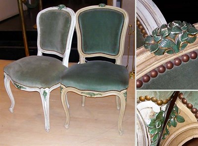 Lot 266 - Set of Six Louis XV Style Cream Painted Side...