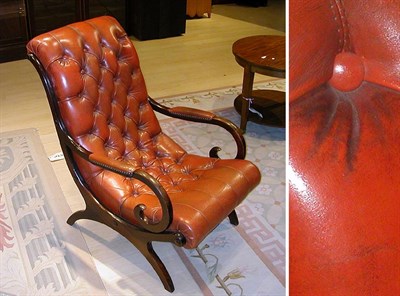 Lot 472 - Victorian Leather Upholstered Library Chair