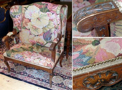 Lot 294 - Louis XV Style Carved Walnut and Needlepoint...