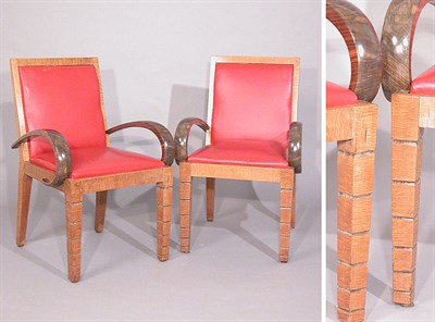 Lot 2358 - Six Oswaldo Borsani Art Deco Style Zebra Wood...