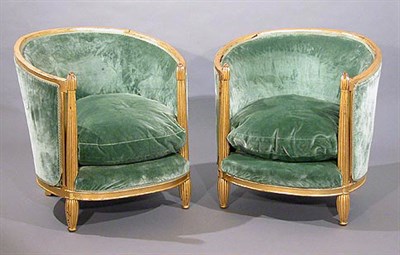 Lot 2348 - Pair of French Art Deco Gilt-Wood Upholstered...
