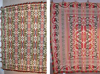 Lot 2068 - Woven Coverlet With overall snowflake and...