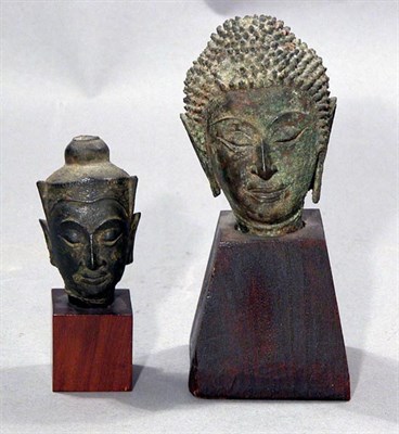 Lot 4253 - Two Thai Bronze Heads Height of larger 3 3/4...