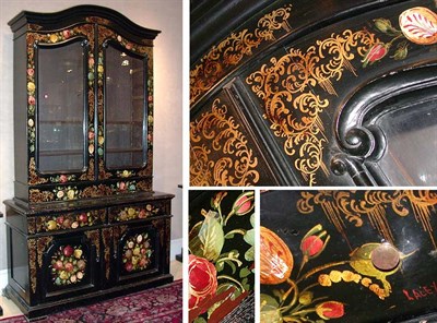 Lot 2368 - Victorian Painted and Inlaid Mahogany Bookcase...