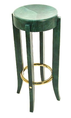 Lot 227 - Green Vellum Stool Karl Springer Signed on the...