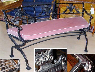 Lot 269 - Black Painted Cast Iron Garden Bench