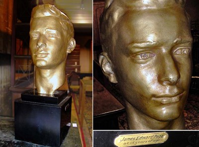 Lot 255 - Gilt-Metal Bust of a Man Signed in the cast...