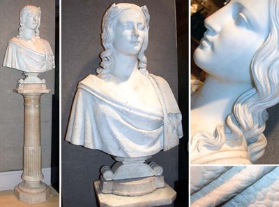 Lot 2668 - White Marble Bust of a Classical Female Figure;...
