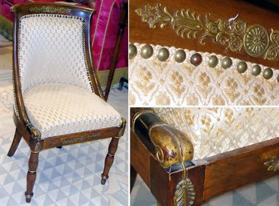 Lot 547 - Empire Gilt-Metal Mounted Fruitwood Gondola Chair