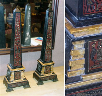 Lot 527 - Pair of Egyptian Revival Marble Obelisks