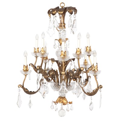 Lot 393 - Louis XV Style Gilt-Metal, Cut and Amber Glass...
