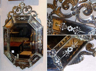 Lot 167 - Venetian Style Etched and Cut Glass Mirror