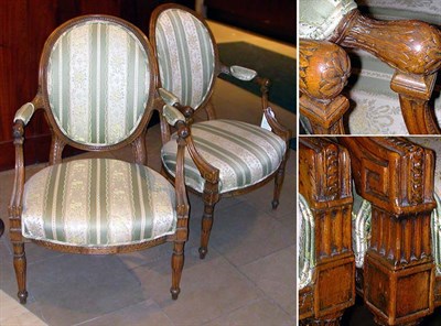 Lot 540 - Pair of Louis XVI Style Fruitwood Fauteuils