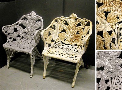 Lot 2587 - Companion Pair of White Painted Metal Garden...