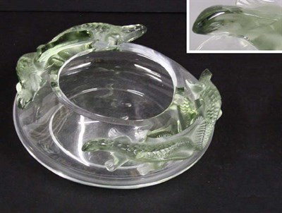 Lot 2702 - Lalique Clear Glass Bowl with Applied Green...