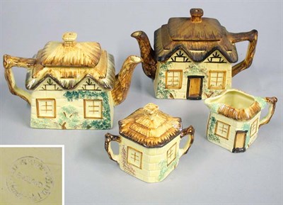 Lot 2704 - English Pottery Four-Piece Tea Service Modeled...