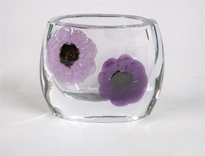 Lot 2705 - Daum Clear Glass Vase with Internal Lavender...