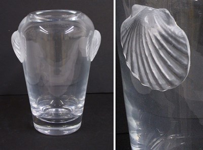 Lot 2706 - Lalique Clear Glass Vase with Applied Shell...