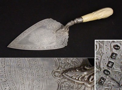 Lot 2707 - Victorian Sterling Presentation Trowel with...