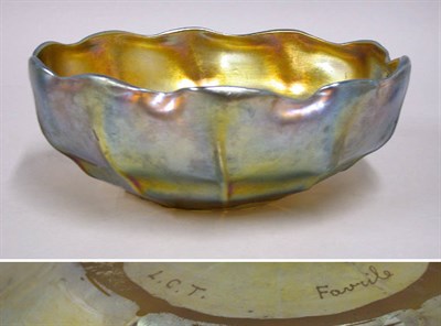 Lot 2539 - Tiffany Gold Favrile Ribbed Glass Bowl Of...