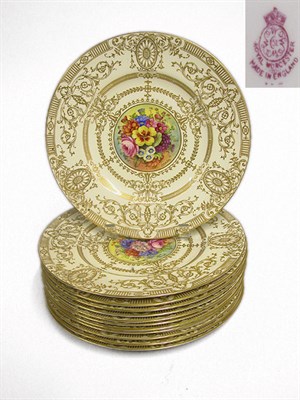 Lot 2352 - Twelve Royal Worcester Porcelain Dinner Plates...