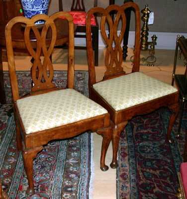 Lot 493 - Pair of Queen Anne Style Walnut Side Chairs...