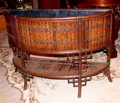 Lot 349 - Victorian Style Bamboo Demilune Jardiniere