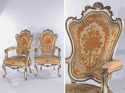 Lot 2600 - Pair of Rococo Revival Style Ivory Painted and...