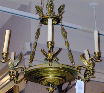 Lot 462 - Empire Style Gilt-Metal Six-Light Chandelier