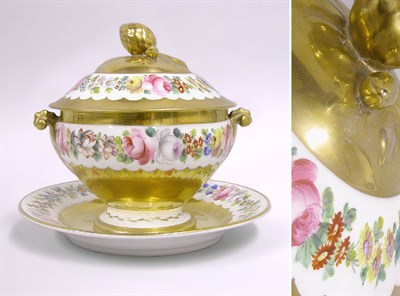 Lot 2720 - French Floral Decorated Porcelain Tureen with...