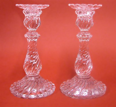 Lot 2723 - Pair of Baccarat Crystal Writhen Baluster-Form...