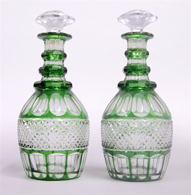 Lot 2724 - Pair of Victorian Style Green Cut To Clear...