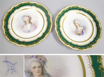 Lot 2736 - Pair of Sevres Style Porcelain Portrait Plates...