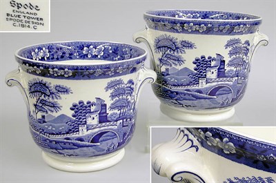 Lot 2755 - Pair of Spode Pottery Jardinieres In the Blue...