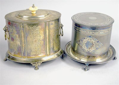 Lot 2756 - Two English Silver Plated Biscuit Barrels