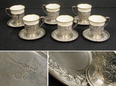 Lot 2759 - Set of Six Sterling Silver Demitasse Cups and...