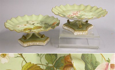 Lot 2763 - Pair of English Porcelain Compotes Floral...