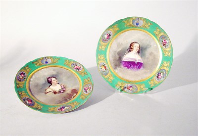 Lot 2767 - Pair of French Porcelain Portrait Plates...
