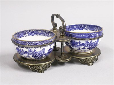 Lot 2772 - English Silver Plated Condiment Stand with Two...