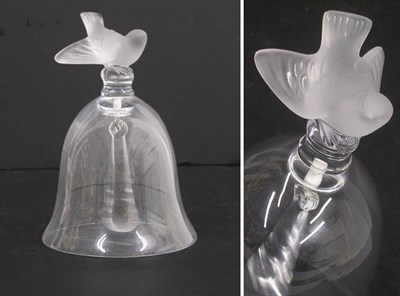 Lot 2773 - Lalique Glass Bell with Bird Handle