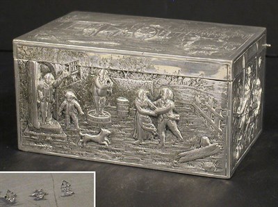 Lot 2806 - Continental Silver Box Decorated with an ox...