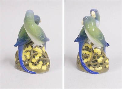 Lot 2808 - KPM Porcelain Figure of a Pair of Parakeets