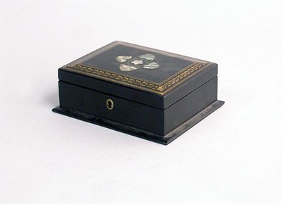 Lot 2810 - Victorian Papier Mache Box Abalone decoration.