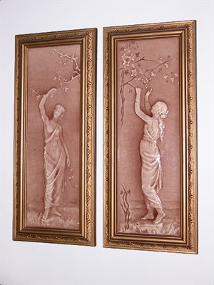 Lot 2639 - Pair of Framed Art Nouveau Style Glazed...
