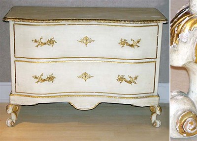 Lot 529 - Italian Rococo Style Parcel Gilt Cream Painted...
