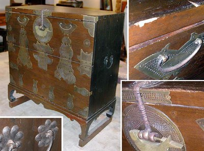 Lot 2588 - Korean Brass Mounted Storage Cabinet