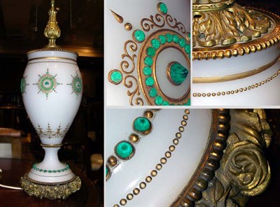 Lot 470 - Gilt Decorated Opaline Glass Lamp
