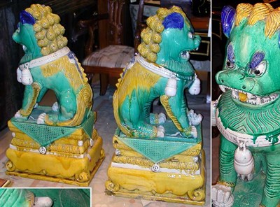 Lot 261 - Pair of Asian Glazed Pottery Fu Lions
